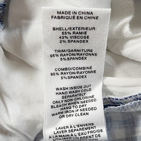 Avec Les Filles Side Tie Gingham Drawstring Pants XS Navy White Gingham NWT - Picture 14 of 16